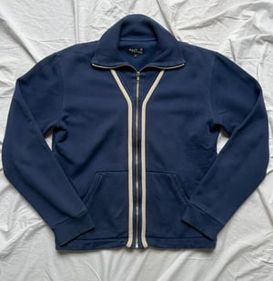  Agnes B. Line Zip Sweater Navy White - Size 2