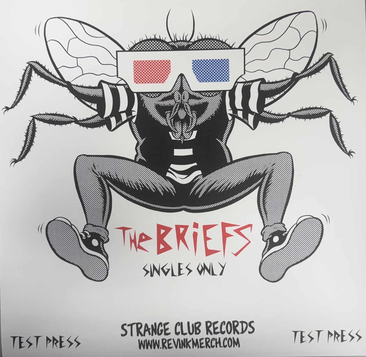 Image of The Briefs SIngles Only in 3D Test Press Bone and Red Swirl Vinyl 1of 2 pressed