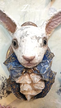 Image 3 of 🐇 Alice in Wonderland ‘THE WHITE RABBIT’🐇 – Papier-mâché OOAK sculpture 