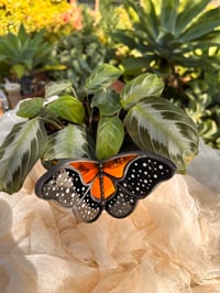 Image 3 of Stained glass monarch butterfly plant hugger