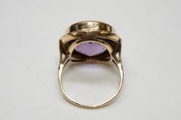 Image 5 of Antique 14k Yellow Gold, Amethyst Ring with Encrusted Rose Cut Diamond Motif 