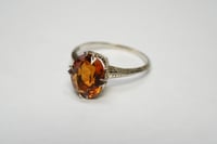 Image 2 of Art Deco 14k White Gold Filigree Solitaire Ring with Madeira Citrine
