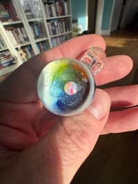 Image 2 of Black and white mushroom Pendy with rainbow opal gazer cap