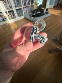 Image 3 of Black and white mushroom Pendy with rainbow opal gazer cap