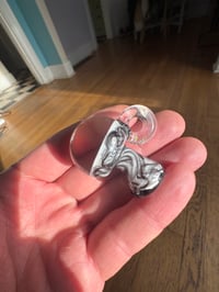 Image 1 of White and black mushroom Pendy with rainbow opal gazer cap