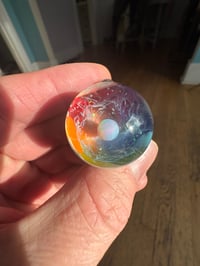 Image 2 of White and black mushroom Pendy with rainbow opal gazer cap