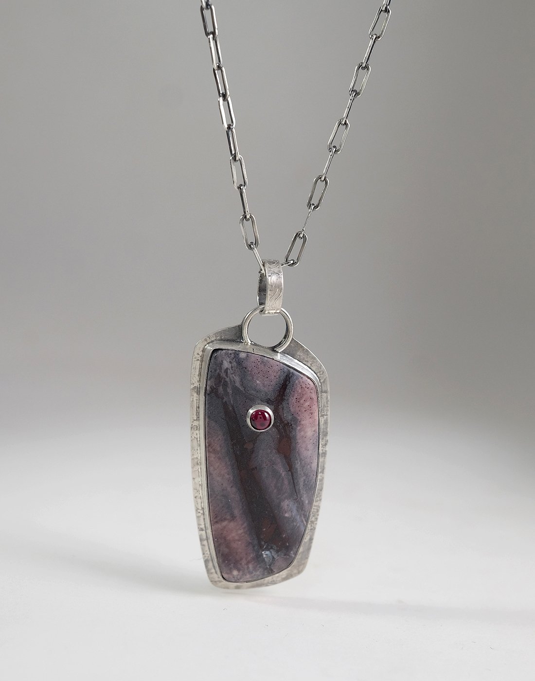 Image of Fantasy Jasper and Garnet Sterling Necklace