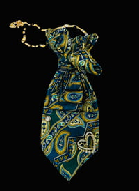 Handmade Green Paisley Women’s Necktie – Green, Yellow & Blue with Gold Accents