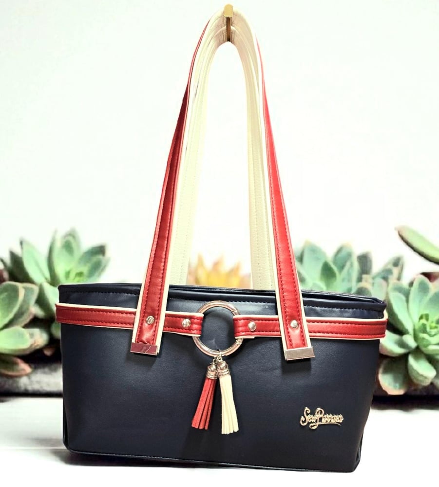 Image of Handmade East and West shoulder bag gifts for her Navy blue