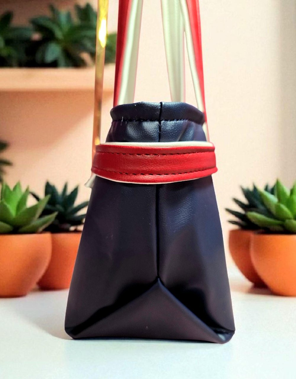 Image of Handmade East and West shoulder bag gifts for her Navy blue