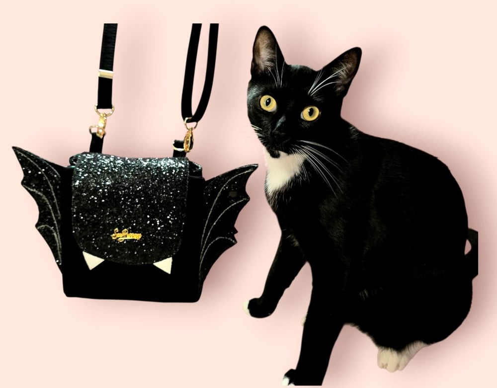 Image of Handmade bat shape crossbody bag, Halloween theme bag gifts for her