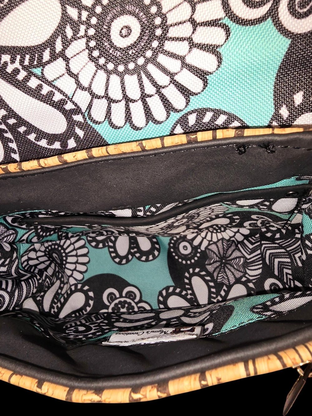 Image of Embroidered Faux Suede Crossbody Bag: Cork Accent, Vogue Lady Design