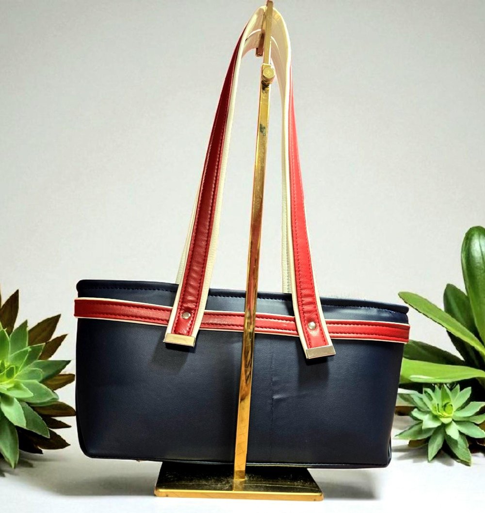 Image of Handmade East and West shoulder bag gifts for her Navy blue