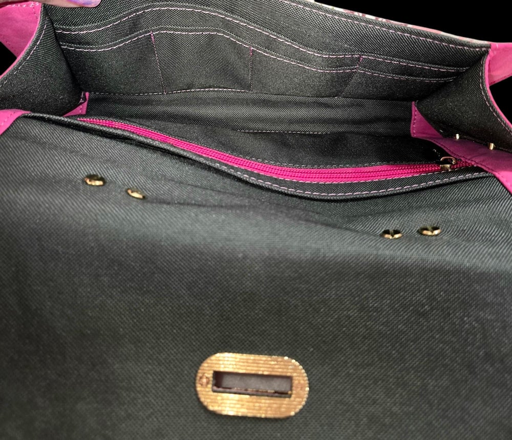 Image of Handmade Faux Suede Crossbody Bag: Floral Envelope Handbag