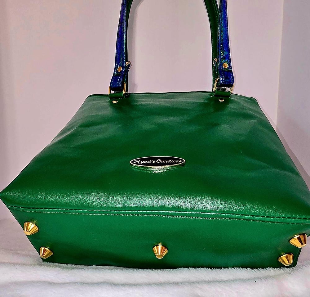 Image of Handmade Avatar Applique Tote Bag: Large Faux Leather Shoulder Bag