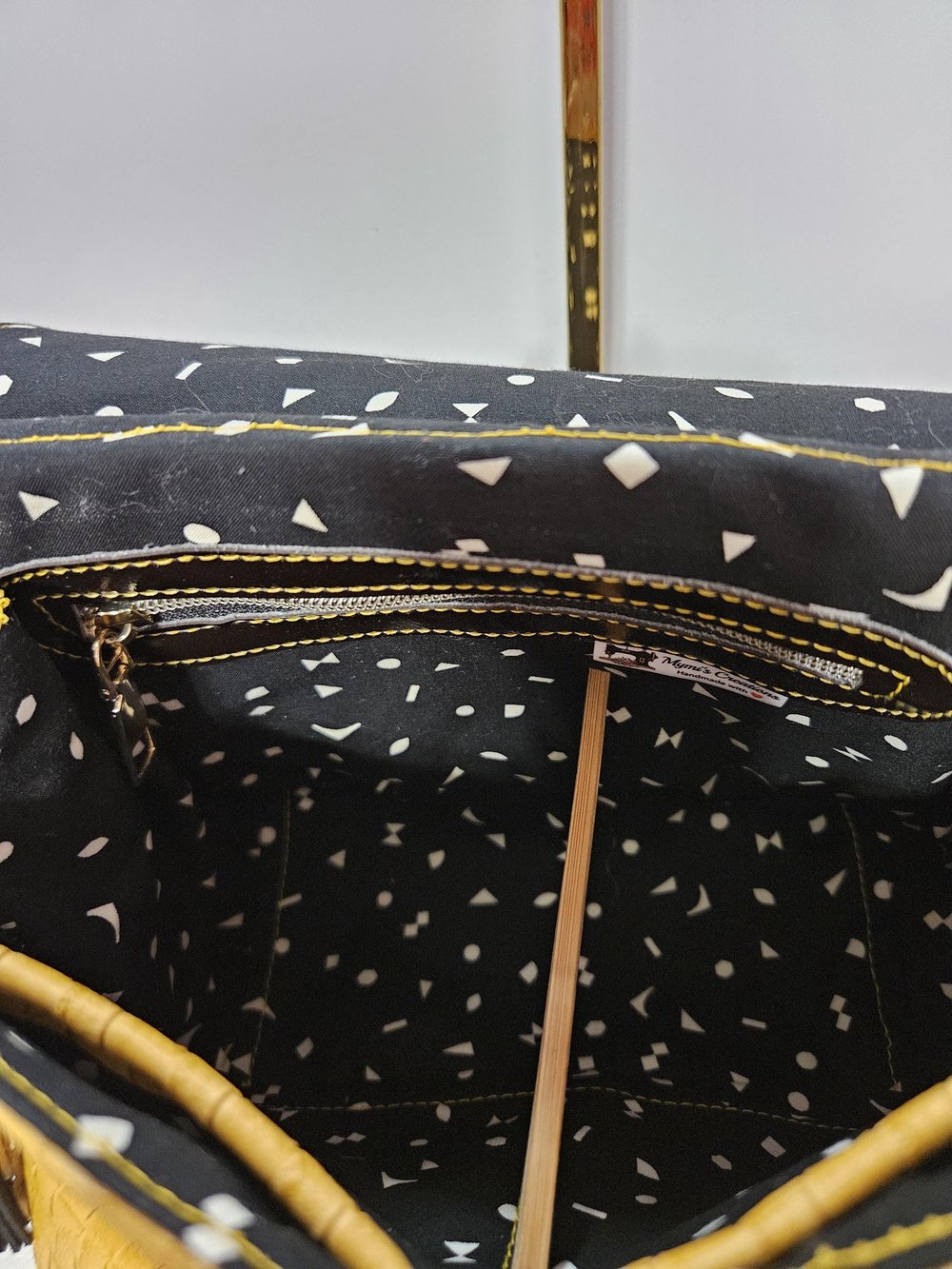 Image of Handmade yellow basket weave crossbody bag purse gifts for her faux leather Mother's day