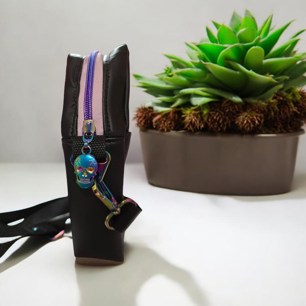 Image of Handmade coffin crossbody bag, Halloween handbag gifts for her faux leather purse