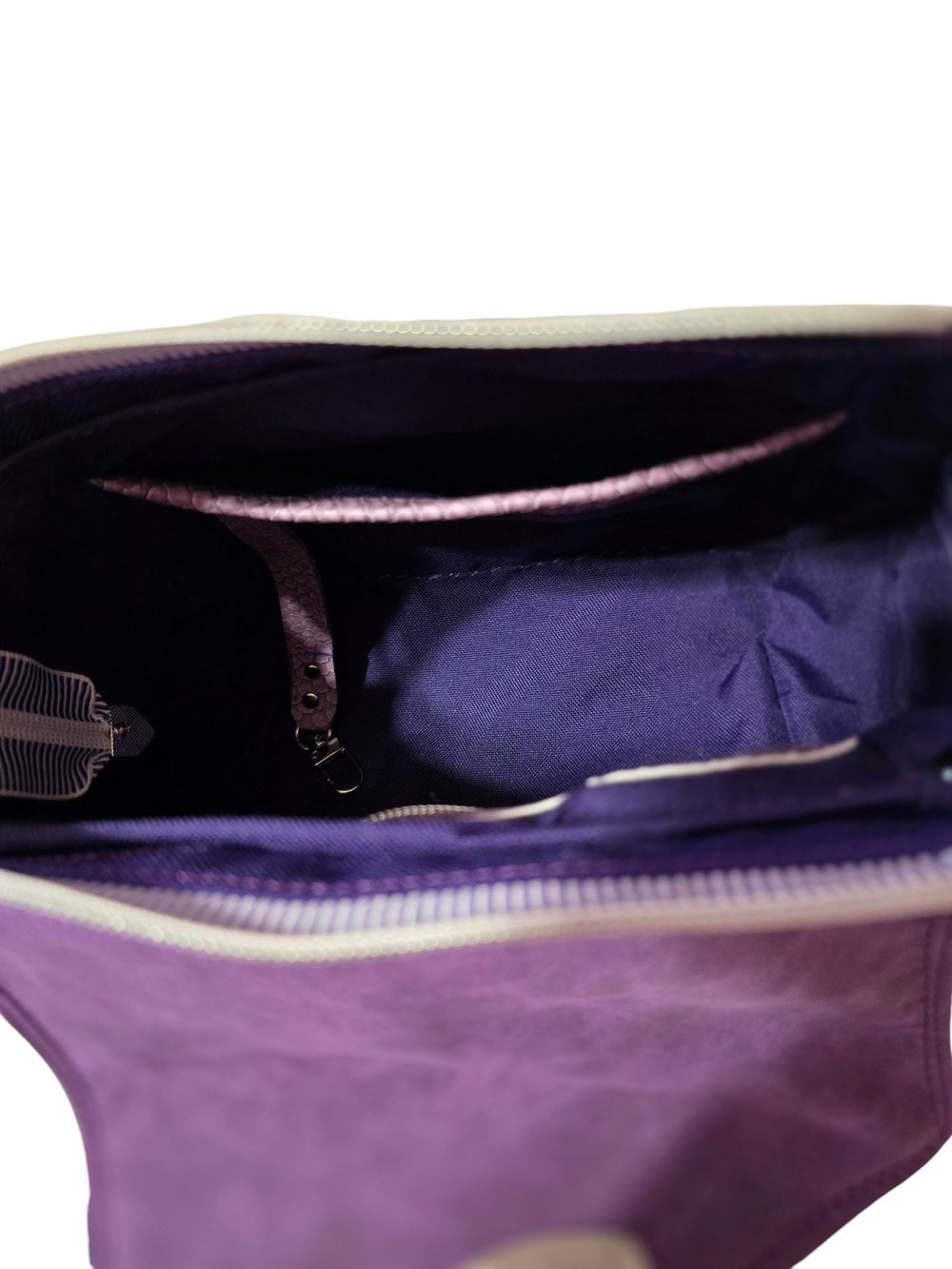 Image of Handmade Purple Croc Faux Leather Crossbody Bag: Rhinestone Lock