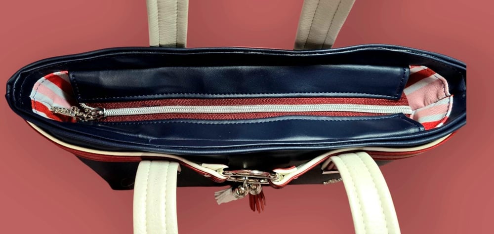 Image of Handmade East and West shoulder bag gifts for her Navy blue