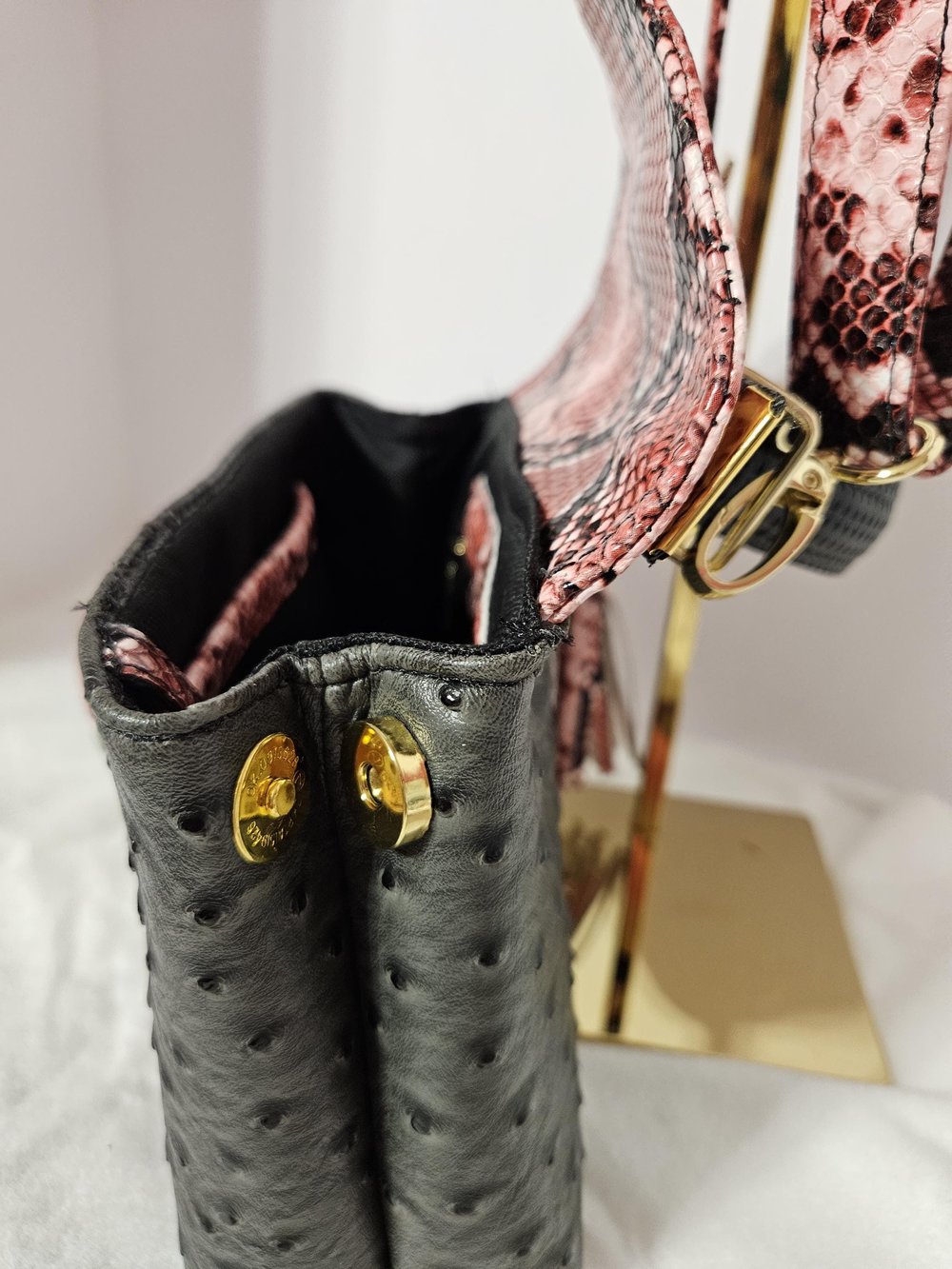 Image of Handmade Ostrich snakeskin crossbody bag purse handbag ecofriendly bag gifts for her Mother's Day