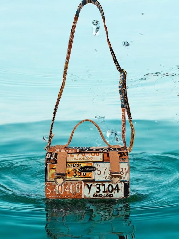 Image of Handmade Boxy Crossbody Bag: Bright Print Canvas with Cork Accents