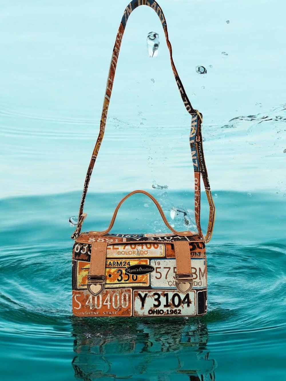 Image of Handmade Boxy Crossbody Bag: Bright Print Canvas with Cork Accents