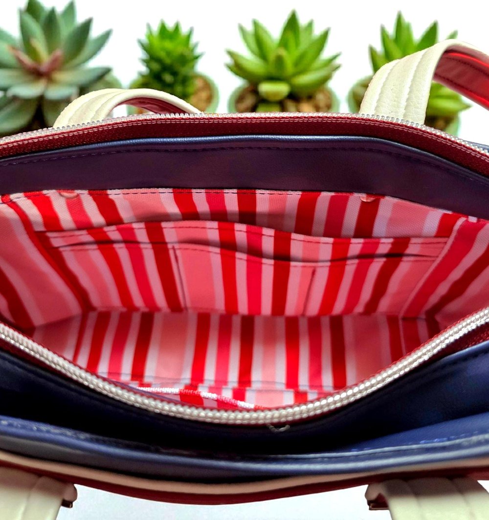 Image of Handmade East and West shoulder bag gifts for her Navy blue