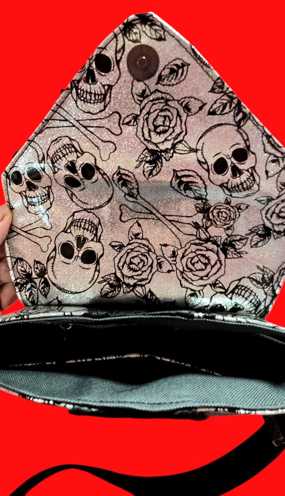 Image of Handmade skulls print crossbody bag gift for her
