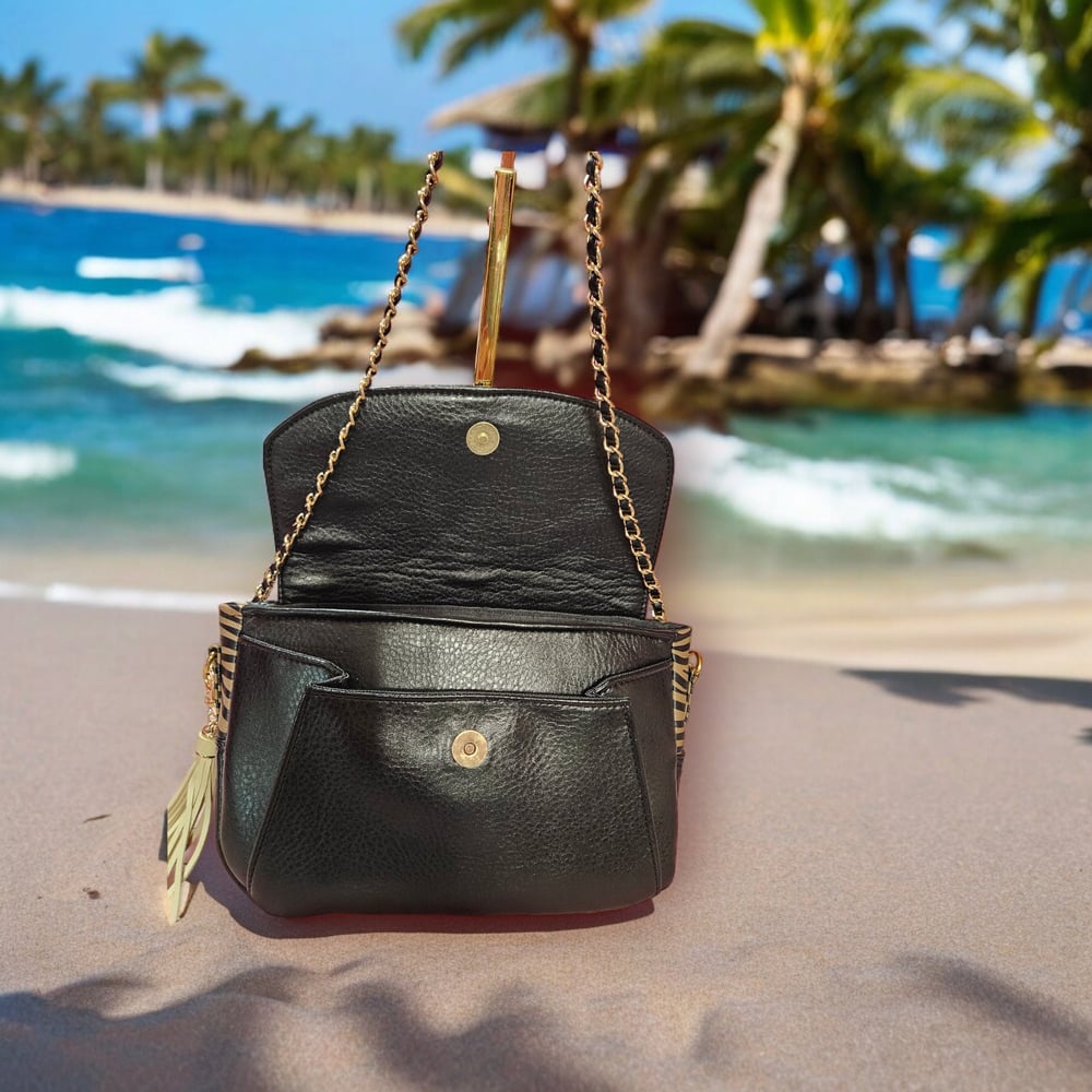 Image of Zebra Print Faux Leather Crossbody Bag: Elegant Shoulder Bag