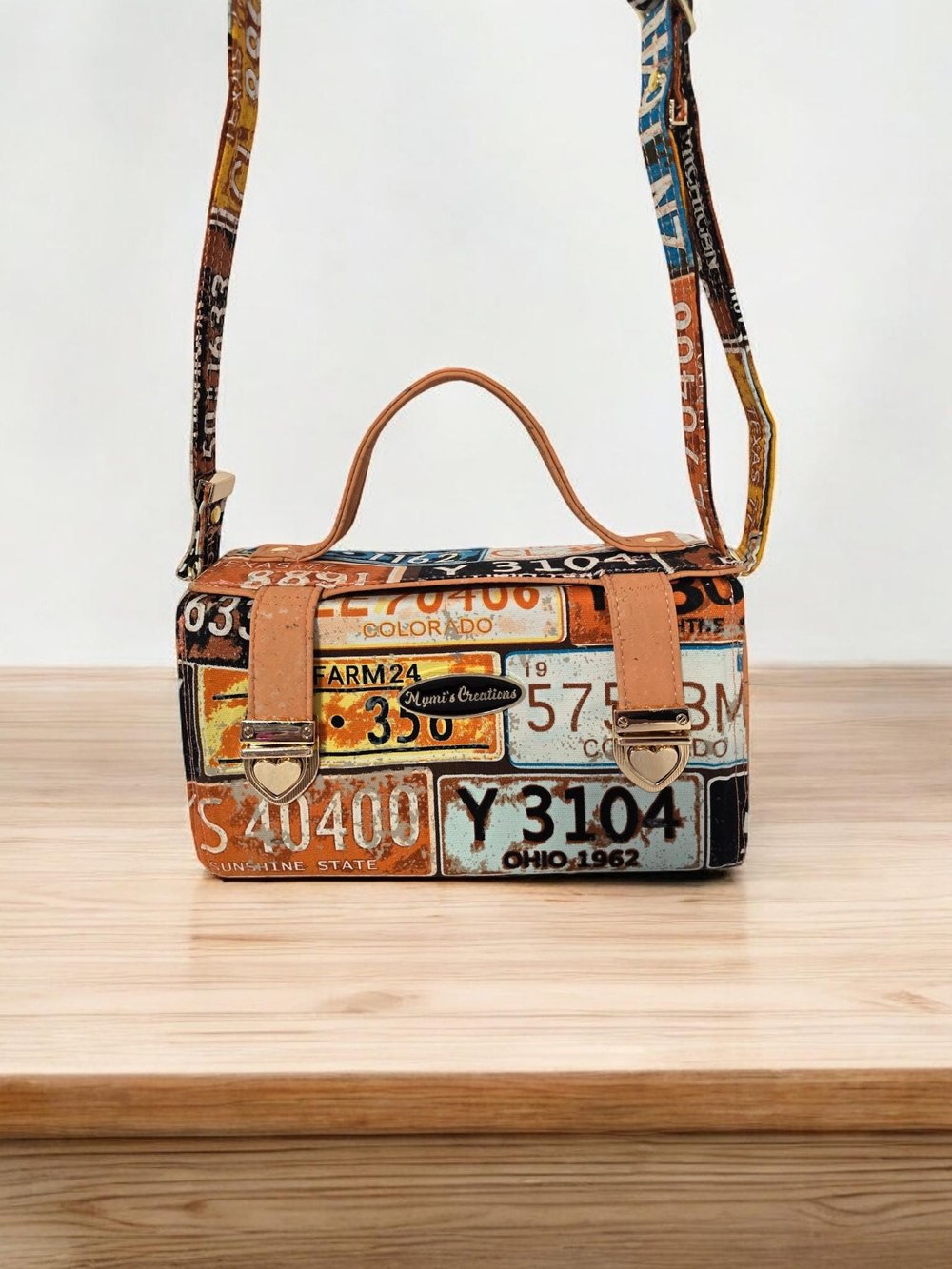 Image of Handmade Boxy Crossbody Bag: Bright Print Canvas with Cork Accents