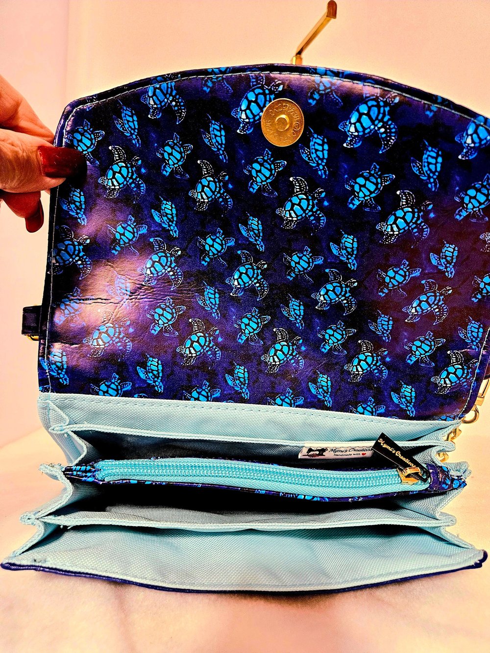 Image of Embroidered Faux Leather Crossbody Bag: Handmade Money Organizer