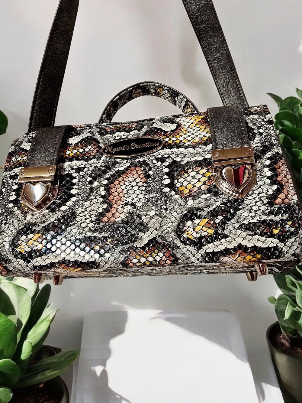 Image of Handmade Boxy Crossbody Bag: Bright Print Canvas with Cork Accents