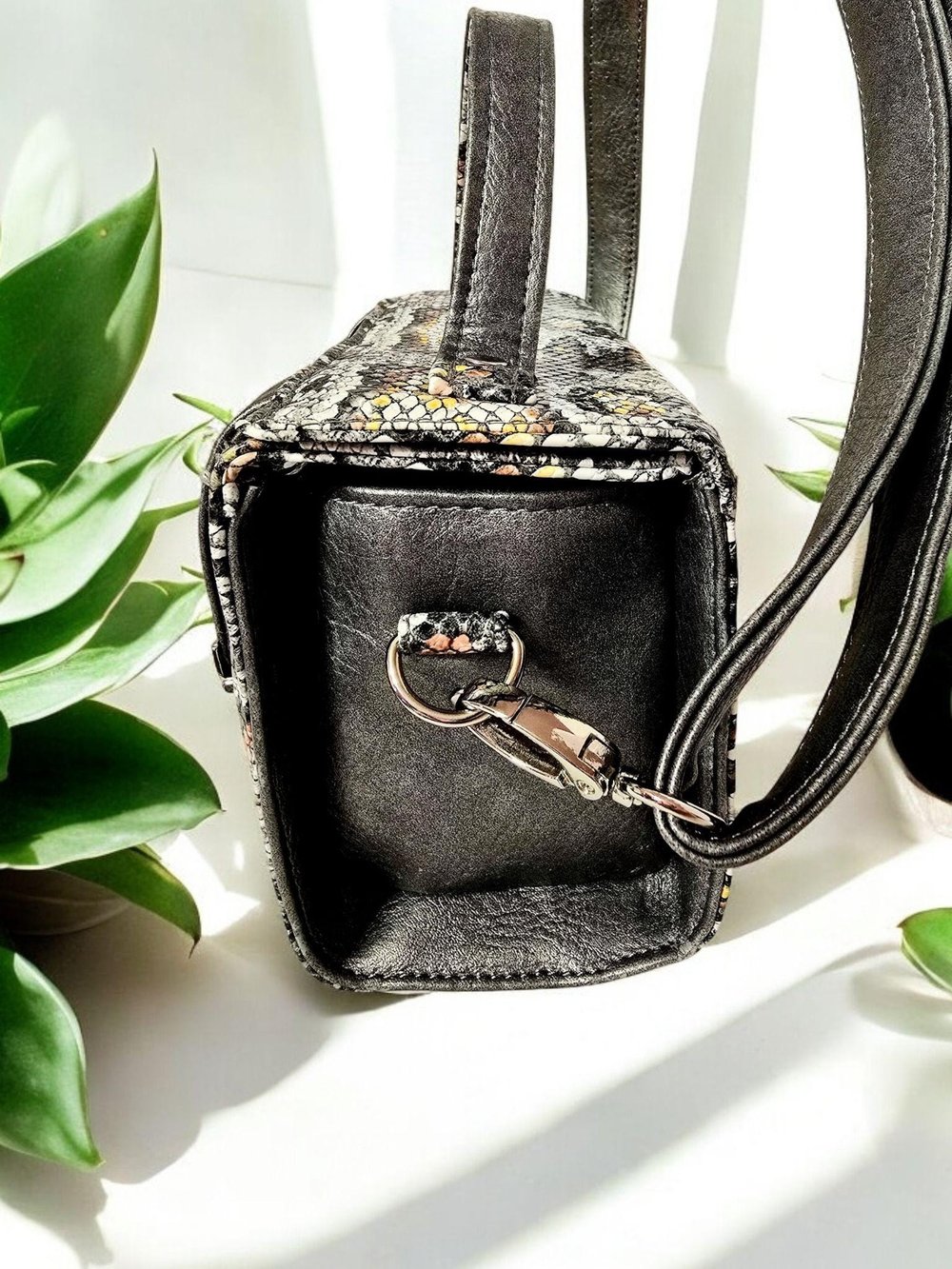 Image of Handmade Boxy Crossbody Bag: Bright Print Canvas with Cork Accents