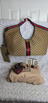 Image 1 of Extra Large Gorgeous Girl tote with clutch, earrings & cuff bracelet