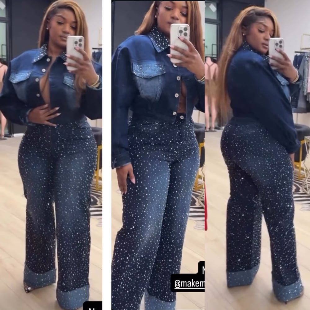 Image of JEWEL DENIM SET-blue