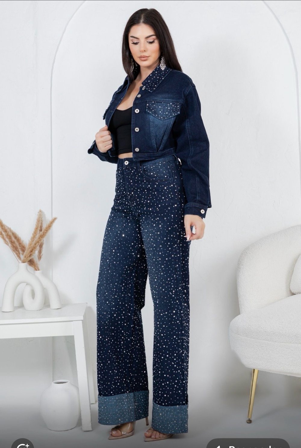 Image of JEWEL DENIM SET-blue