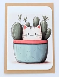 Cat in Cactus Pot Individual Greeting Card