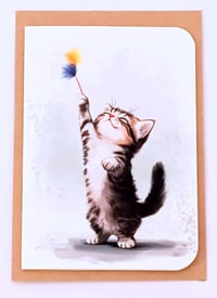 Kitten with Toy Individual Greeting Card