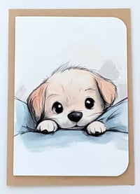 Puppy in Blanket Individual Greeting Card