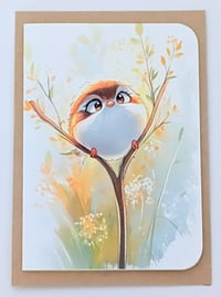 Chubby Bird on Split Branch Individual Greeting Card