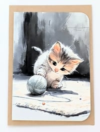 Kitten with Yarn Individual Greeting Card