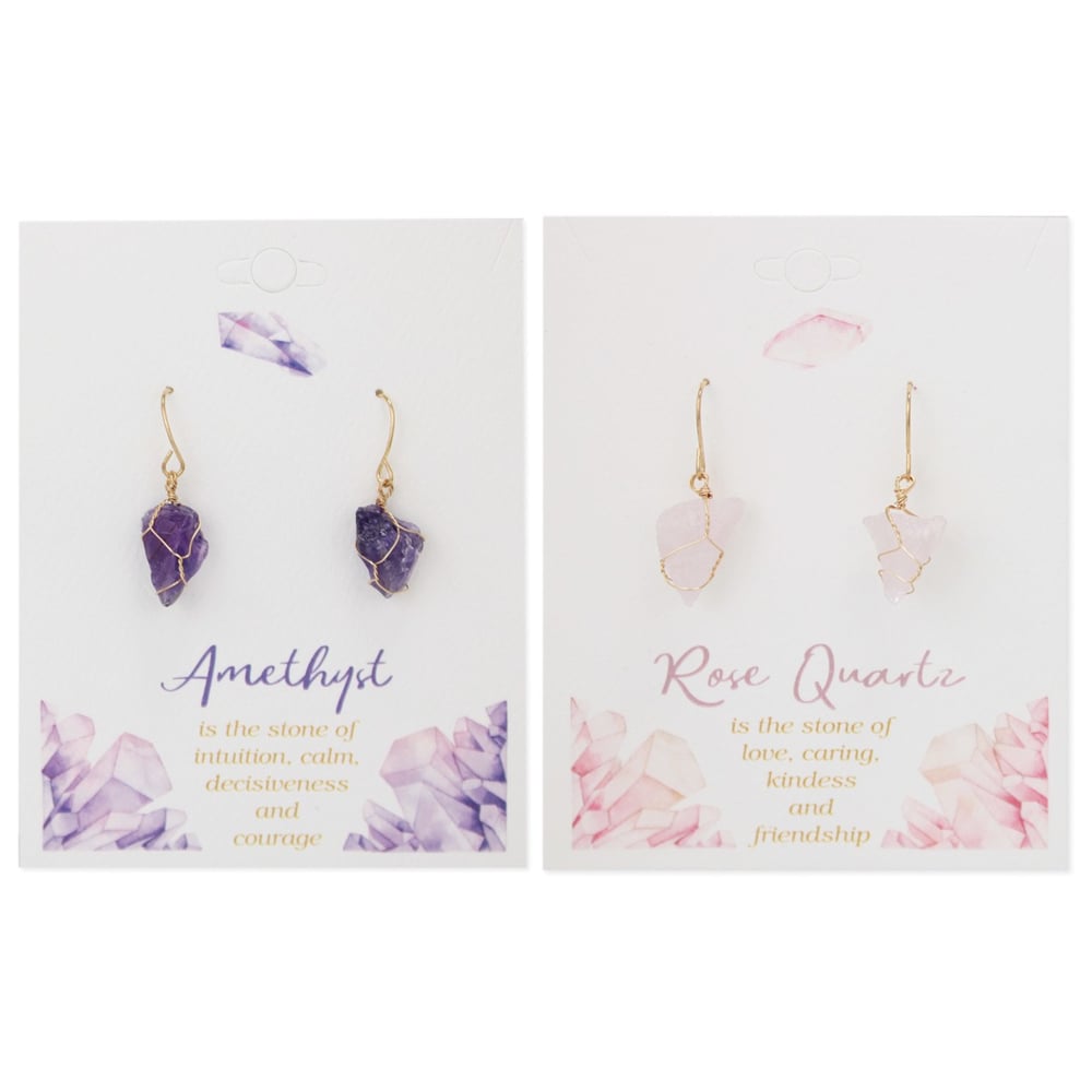Image of Genuine Stone Gold Wire Wrap Earrings