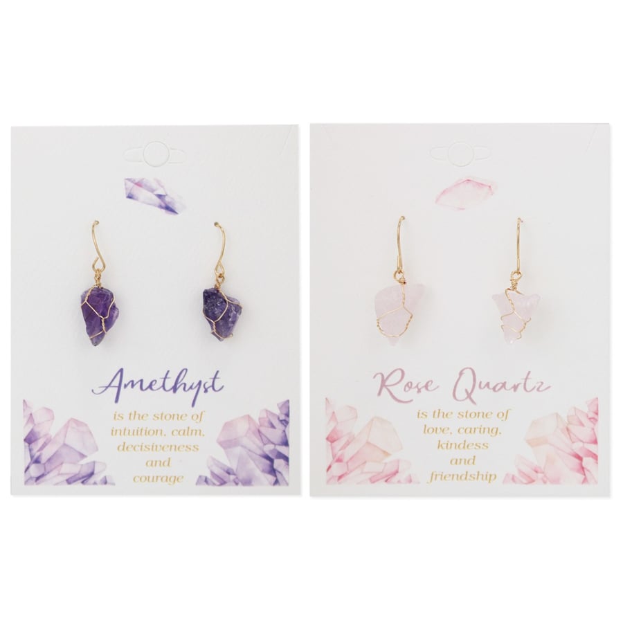 Image of Genuine Stone Gold Wire Wrap Earrings