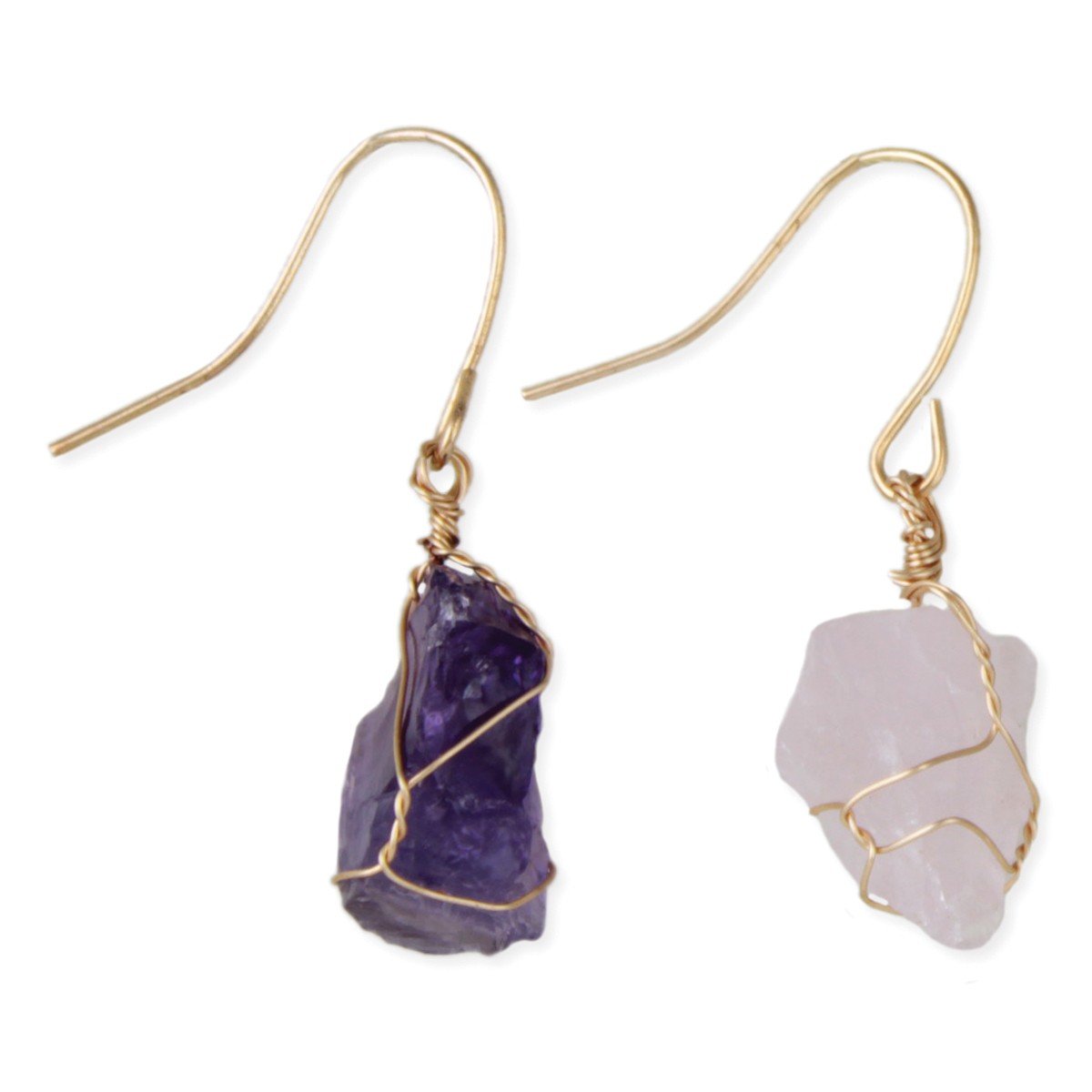 Image of Genuine Stone Gold Wire Wrap Earrings