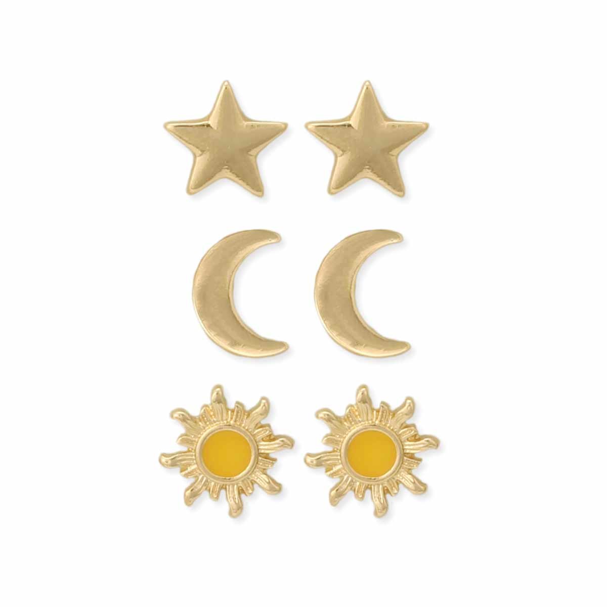 Image of Celestial Sky Enamel Post Earrings Set