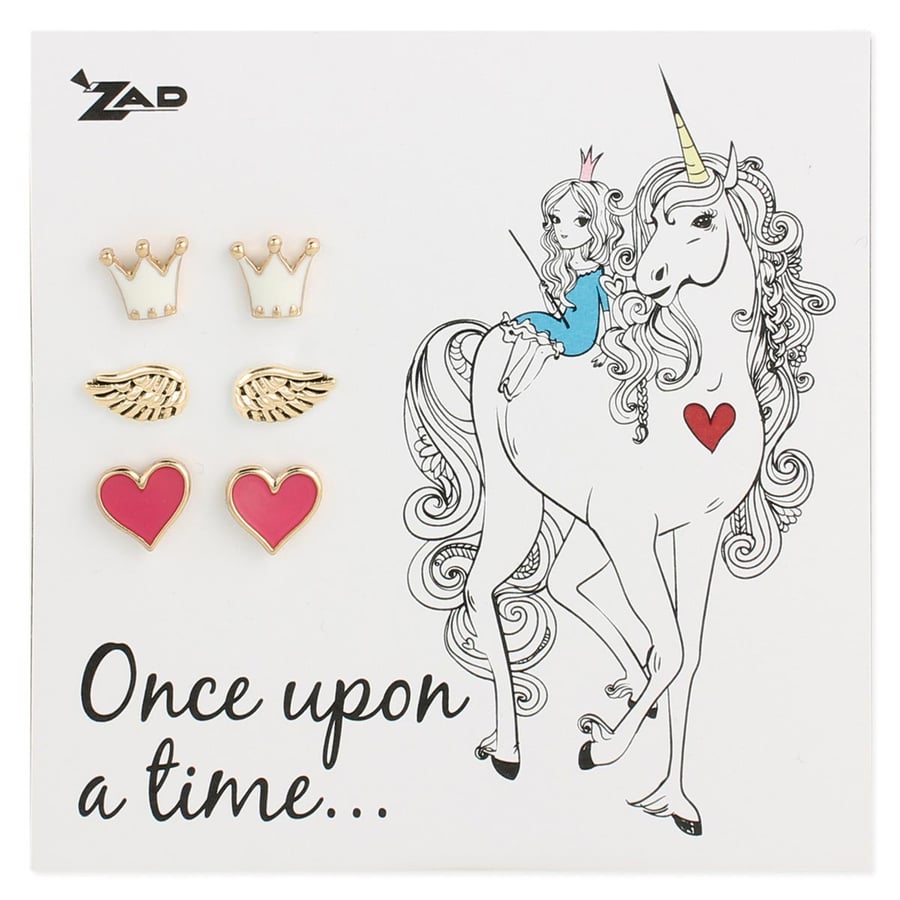 Image of Set of 3 Enamel Princess Post Earrings