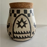 Image 1 of Handmade Stoneware Canister: Checkerboard