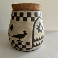 Image 2 of Handmade Stoneware Canister: Checkerboard