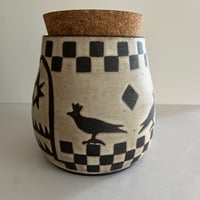 Image 3 of Handmade Stoneware Canister: Checkerboard