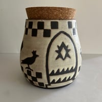 Image 4 of Handmade Stoneware Canister: Checkerboard